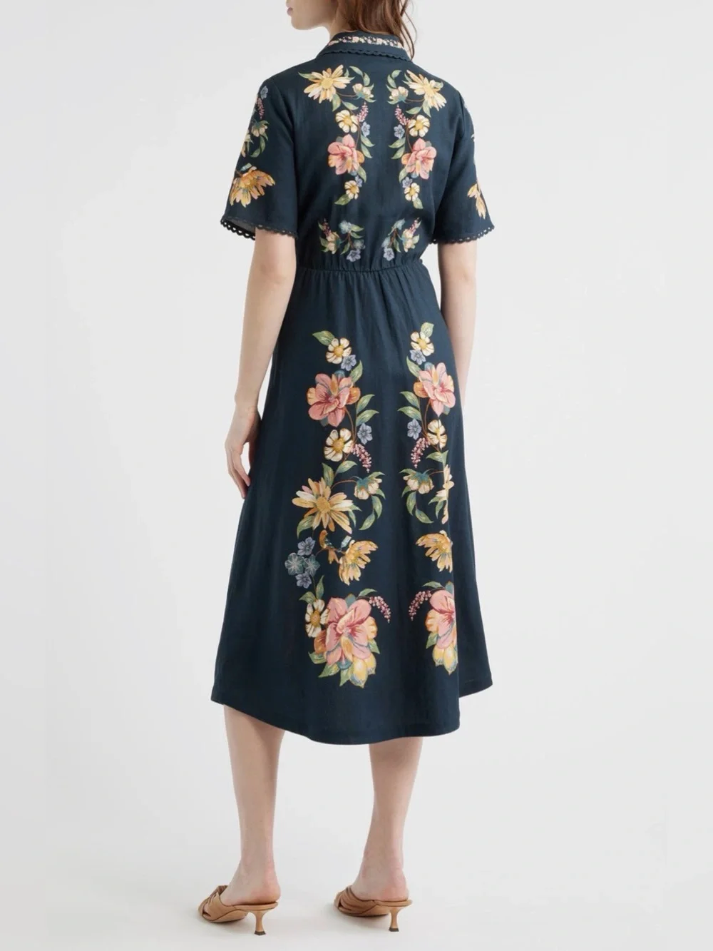 FARM Rio Maira Floral Belted Midi Shirtdress, Size Small, &320 - Picture 5 of 13
